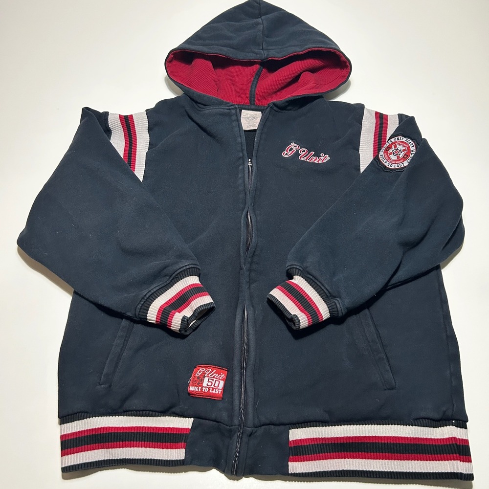 Vintage G-Unit Heavyweight Full Zip Hoodie Black Red White Y2K Mens Large